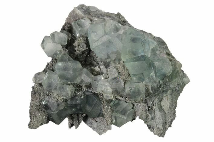 Green Cuboctahedral Fluorite on Sparkling Quartz - China #161787